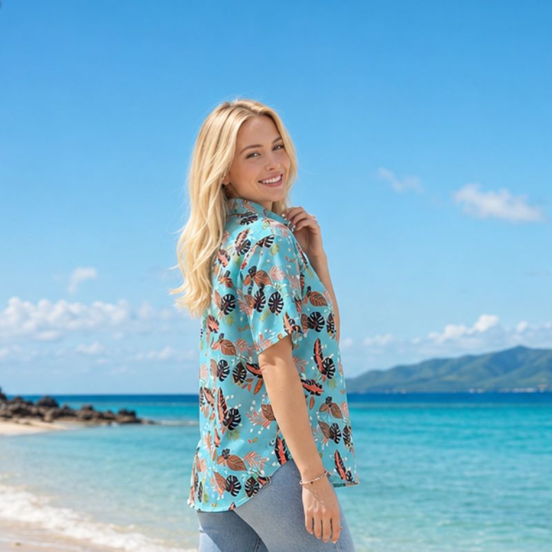 Sky Blue With Leaves Shirt