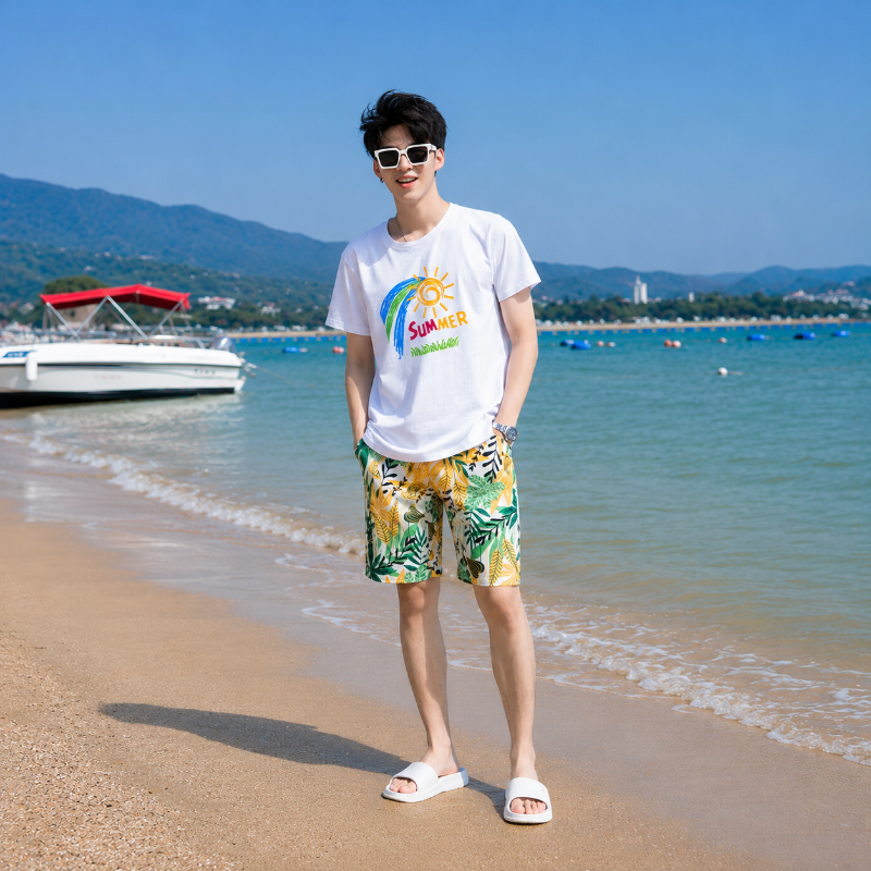 Sunlit Foliage Print Matching Family Hawaiian Set