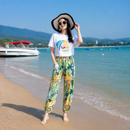 Sunlit Foliage Print Matching Family Hawaiian Set