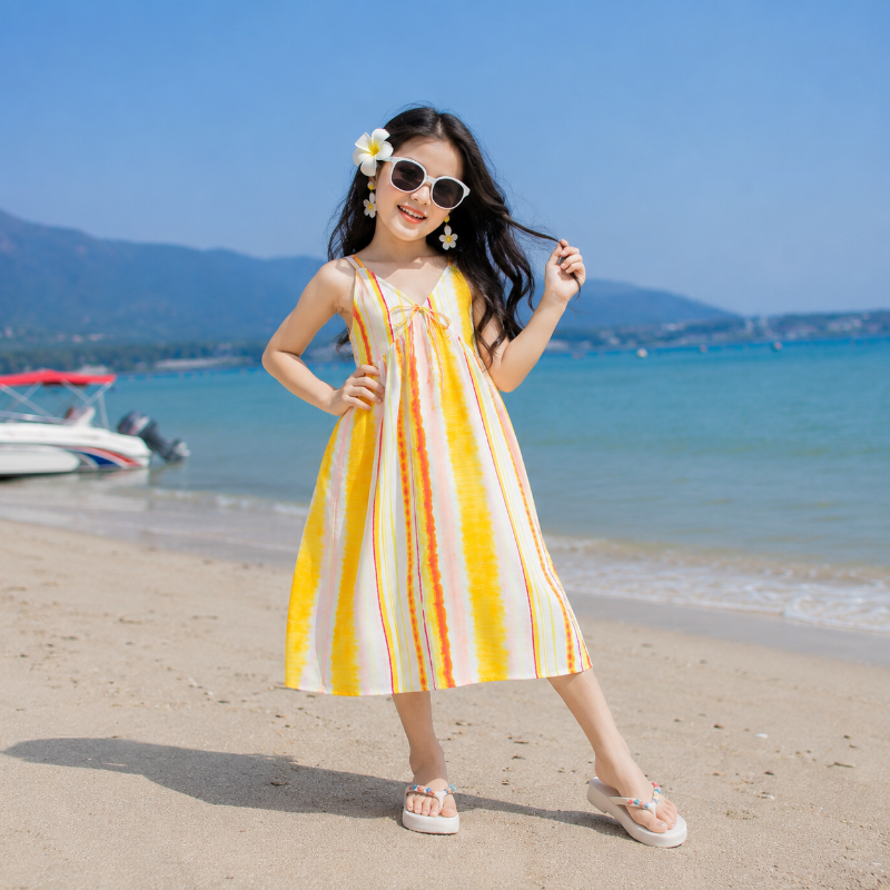 Sunshine Stripe Print Matching Family Hawaiian Set