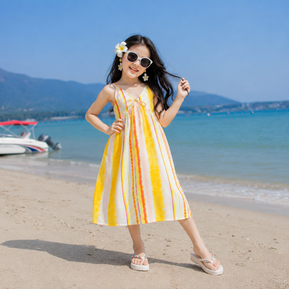 Sunshine Stripe Print Matching Family Hawaiian Set