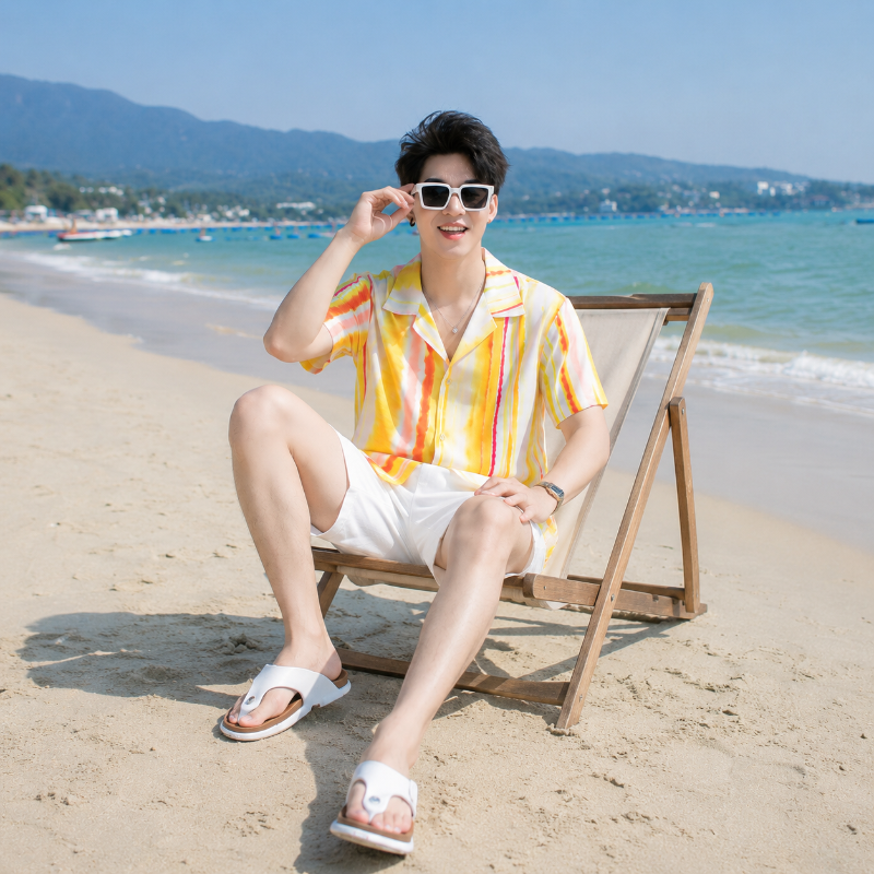 Sunshine Stripe Print Matching Family Hawaiian Set