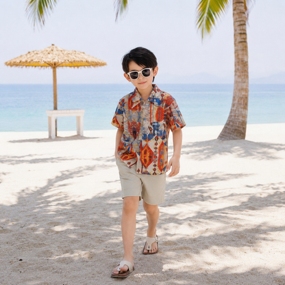 Tribal Feather Print Matching Family Hawaiian Set