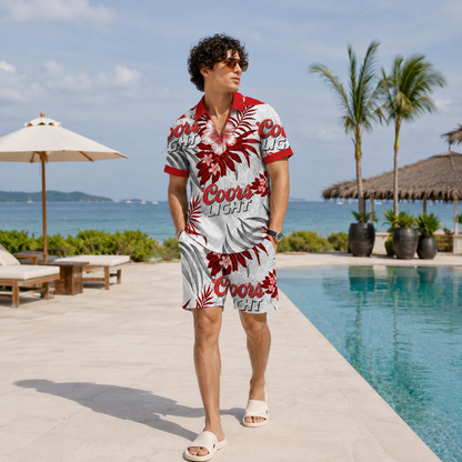 Tropical Scarlet Bloom Hawaiian Set