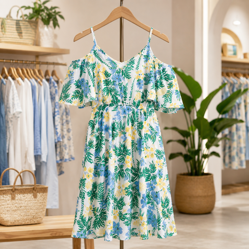 Tropical Botanical Print Matching Family Beach Set