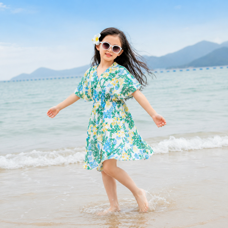 Tropical Botanical Print Matching Family Beach Set