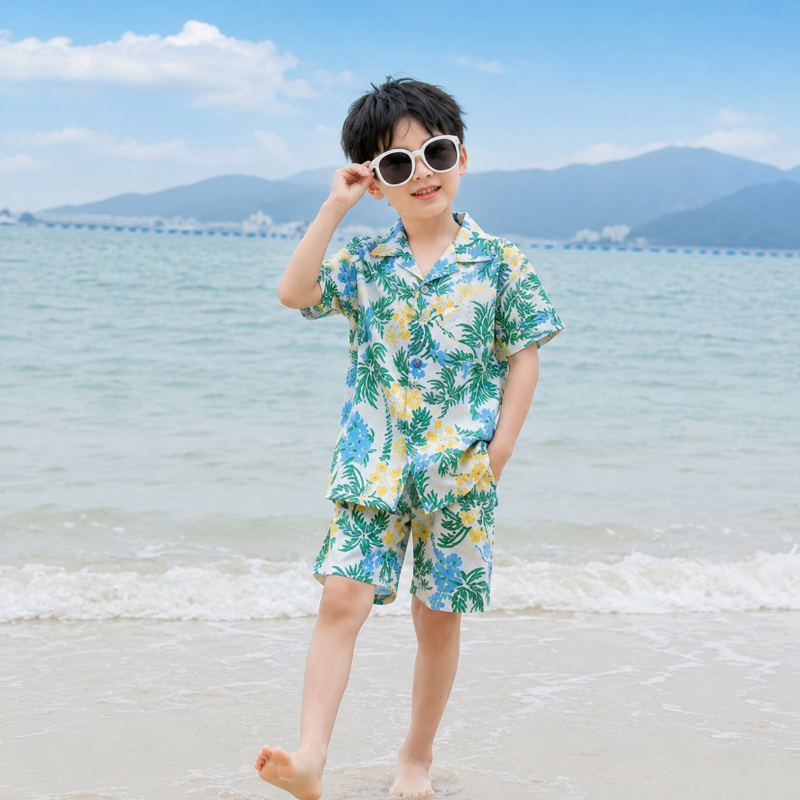 Tropical Botanical Print Matching Family Beach Set
