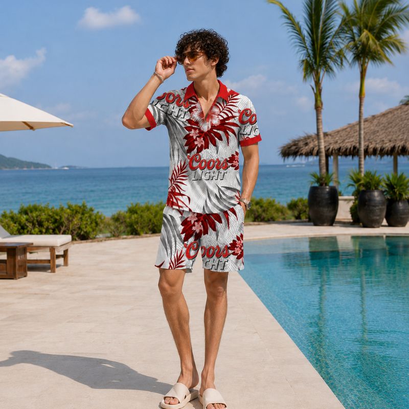 Tropical Scarlet Bloom Hawaiian Set