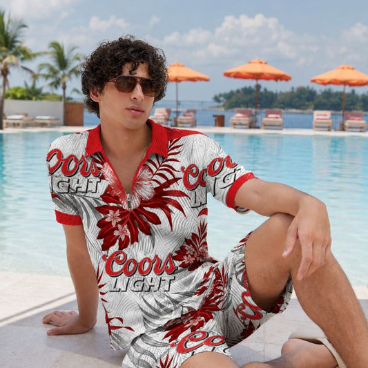 Tropical Scarlet Bloom Hawaiian Set