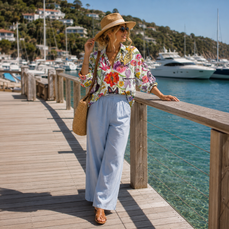 Vintage Butterfly Meadow Floral Shirt
