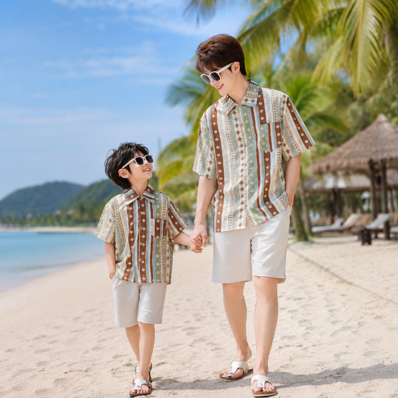 Vintage Tribal Print Matching Family Hawaiian Set