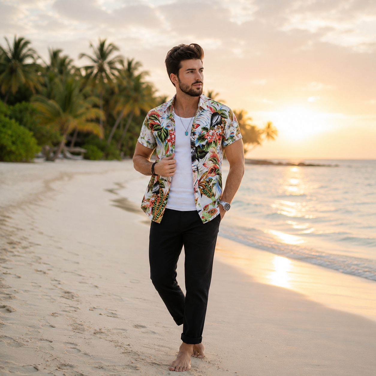 White Shirt With Leaves